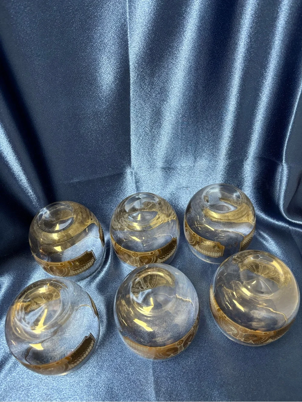 Vintage Signed George Briard Rolly Polly Glasses, 6 in set, in a bird motif